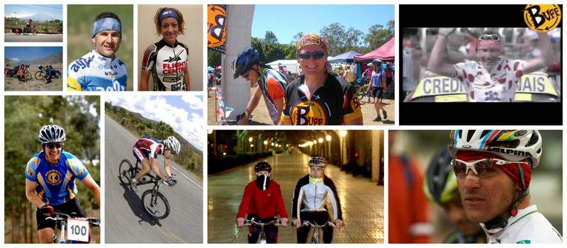 Collages of ways the global cycling community uses Buff®