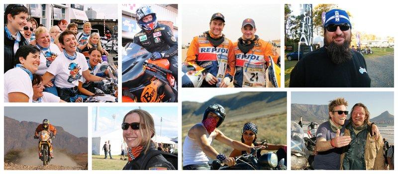 Collage of images showing the global motorcycle community wearing Buff® products