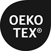 A black and white icon with OEKOTEX® written in it. Oekotex is the non-toxic and non-irritating certification for fabric