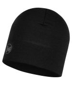 Studio photo of the BUFF® Midweight Merino Wool Hat Design "Solid Black". Source: buff.eu