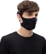 Studio photo of BUFF® Filter Mask Design "Solid Black" worn by a man. Source: buff.eu