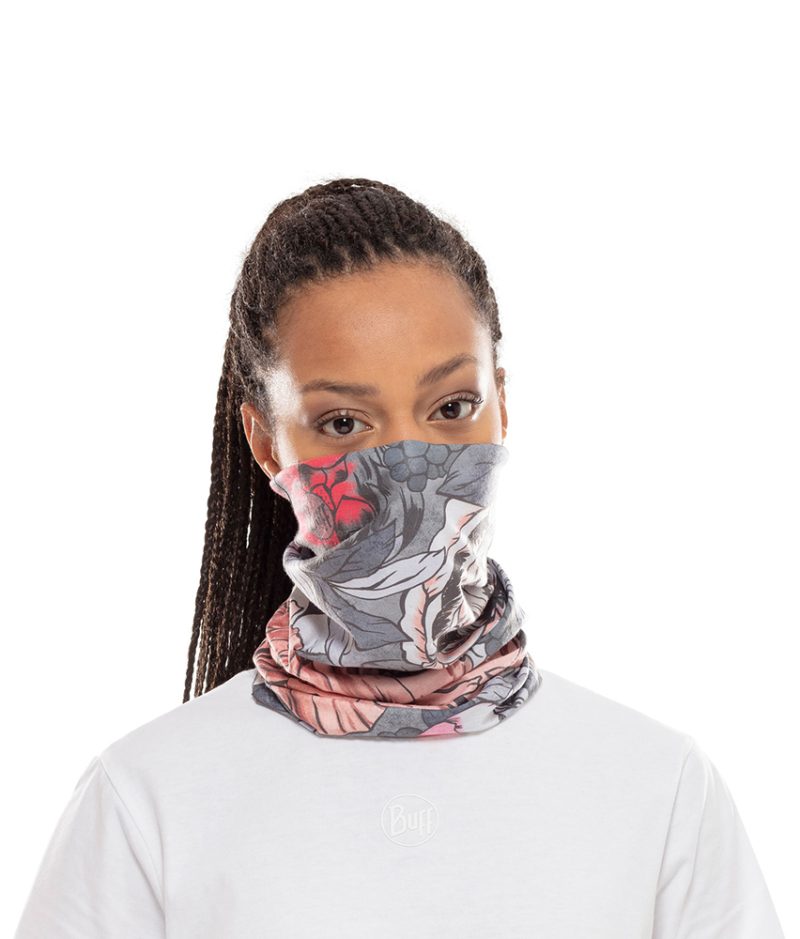 Woman wearing the BUFF® Coolnet UV+ Design "Chimera Multi”