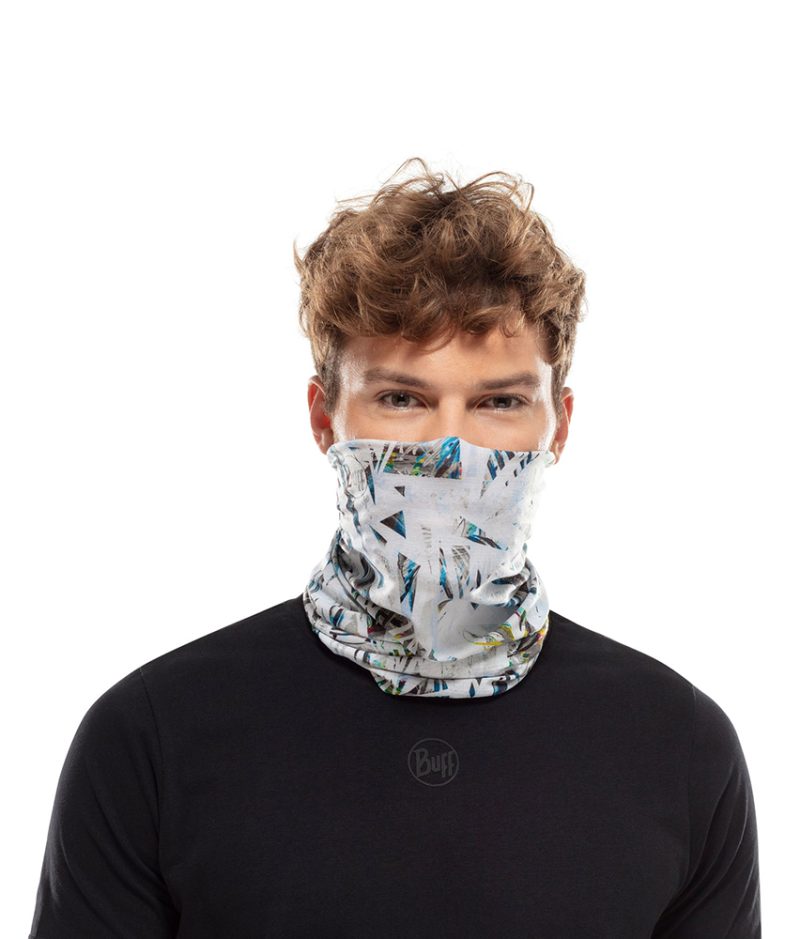 Studio photo of a Man wearing the BUFF® Coolnet UV+ Design "Ipe Multi”. Source: buff.eu