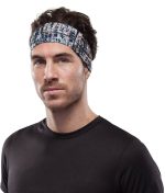 Studio photo of a Man wearing the BUFF® Fastwick Headband Design “Reflective 0-2 Multi” as a sweatband. Source: buff.eu