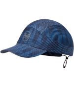 Studio photo of the BUFF® Pack Run Cap Design ”R-Deep Logo Dark Navy”. Source: buff.eu