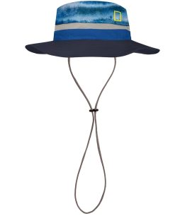 Studio photo of the BUFF® Hat Booney Explore Design “Zankor Blue”. Source: buff.eu