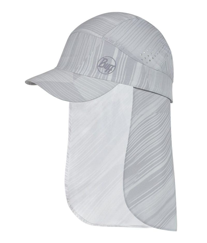Studio photo of the BUFF® Pack Sahara Cap Design “Grevers Light Grey”. Source: buff.eu