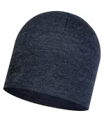 Studio photo of the BUFF® Merino Midweight Beanie Design ”Melange Night Blue”. Source: buff.eu