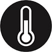 A thermometer in graphic art form respresenting the natural skin temperature regulating abilities of 100% merino wool