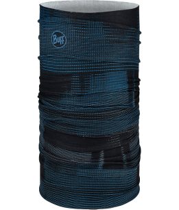 Studio photo of the BUFF® Coolnet UV+ Multifunctional Headwear / Neckwear Tube Design ”Malc Night Blue”. Source: buff.eu