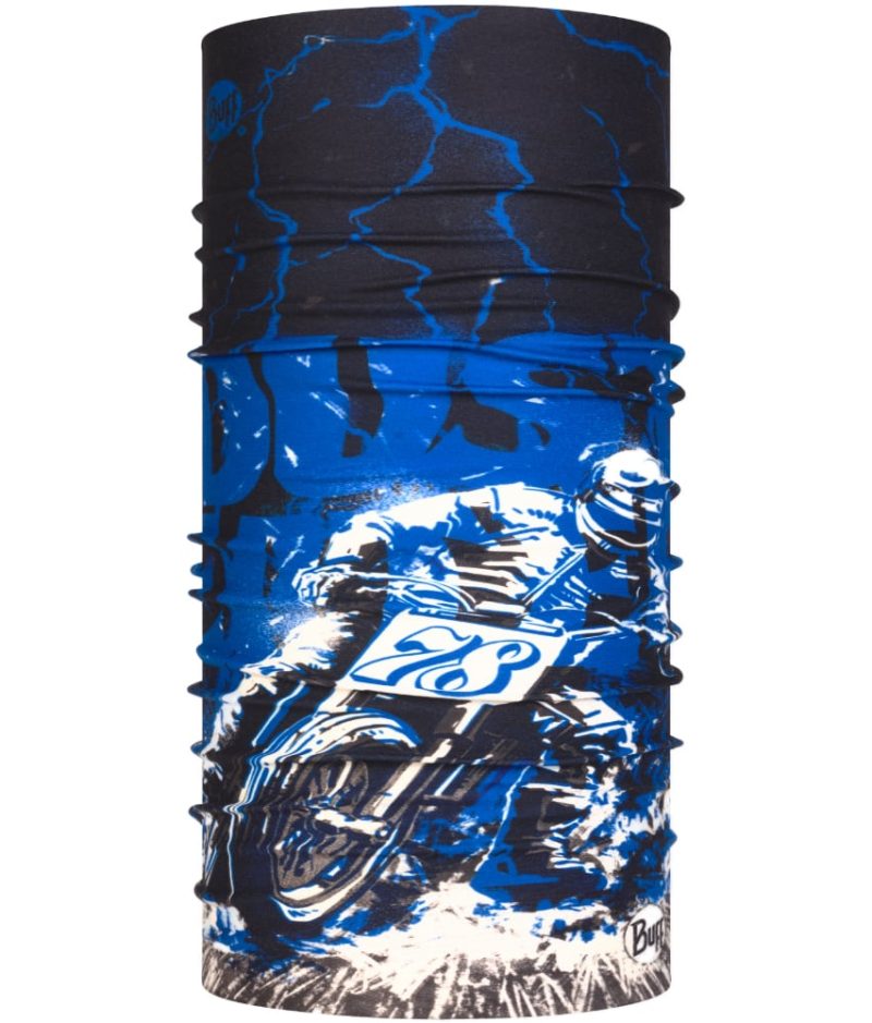 Studio photo of the BUFF® Original Ecostretch® Multifunctional Headwear / Neckwear Tube Design ”Racer Blue”. Source: buff.eu