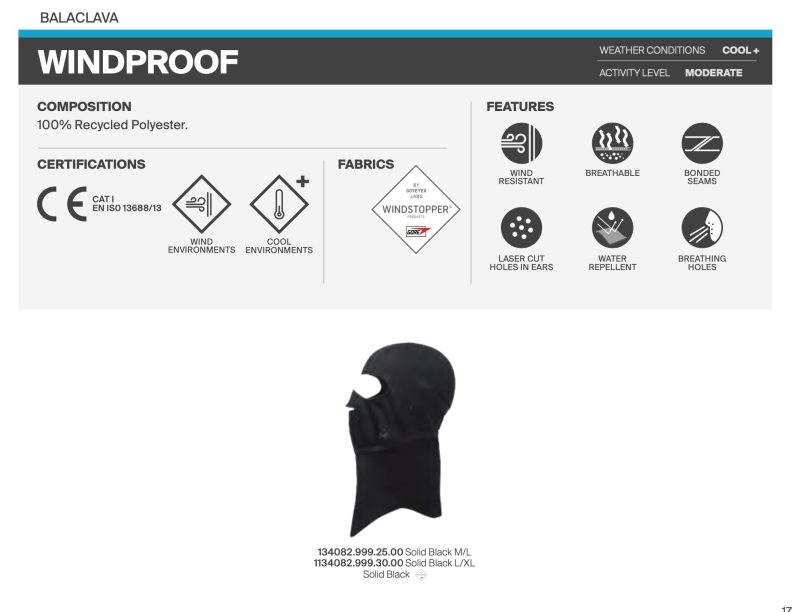 Screenshot of the BUFF® Safety Balaclava Windproof Catalogue 2024
